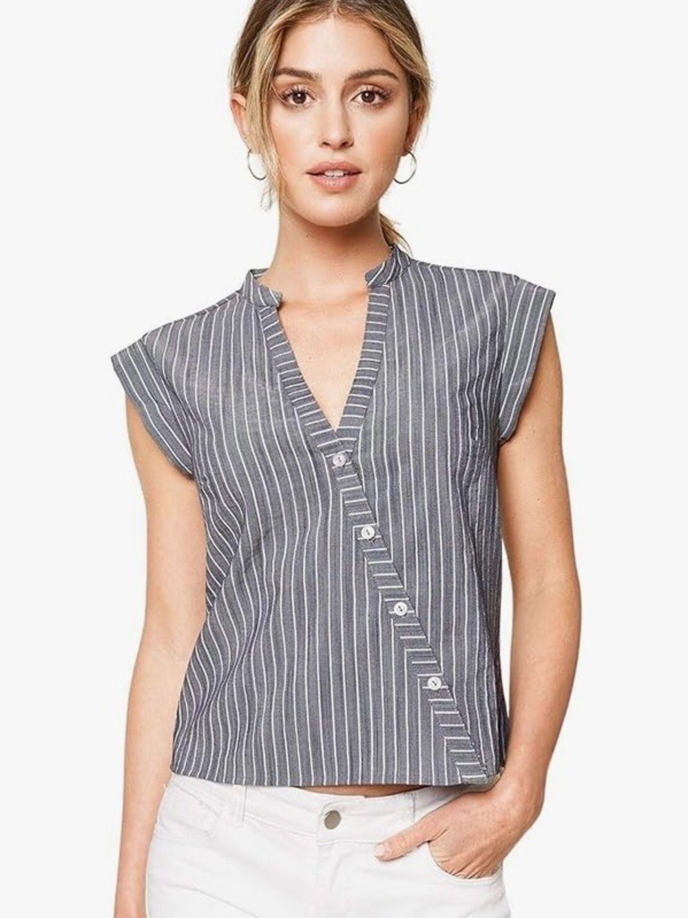 Sugar + lip2 asymmetrical button down top NWT